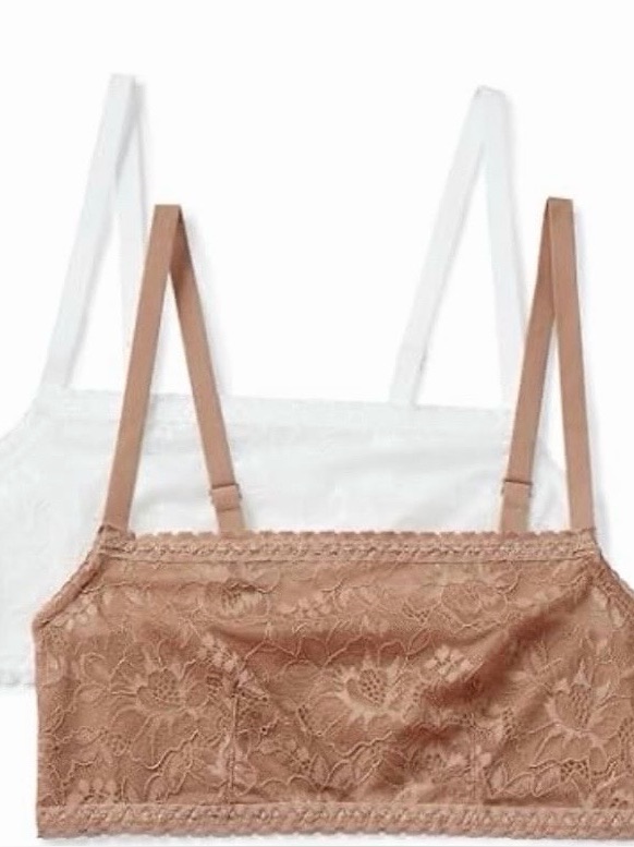 Lace Bralette 2-Pack In White And Nude